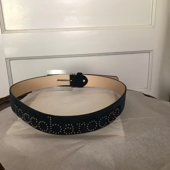 Roccobarocco navy blue suede designer logo belt - Picture 5 of 8